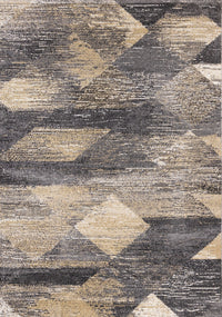 Dayton Grey Beige White Distressed Diamond Pattern Rug, 6'7