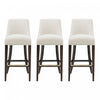 Beever Modern Chenille Wood Upholstered Barstool in Cream - Set of 3 Bar Stool