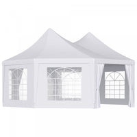 Outsunny 22.3ft Octagonal Party Tent Wedding Event Shelter Outdoor Canopy With 4 Removable Walls For
