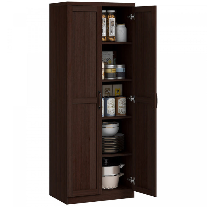 HOMCOM 63\" Pantry Cabinet, Kitchen Storage Cabinet with Adjustable Shelves