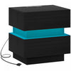 HOMCOM Modern Nightstand with Charging Station and LED Light for Bedroom