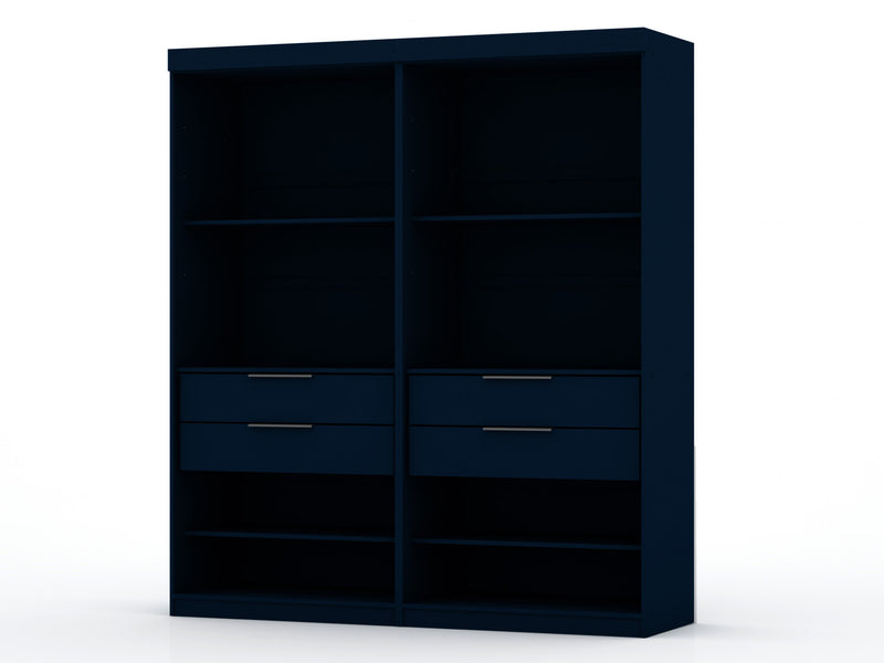 Mulberry Contemporary Modern 36\" Wardrobe Closet in Midnight Blue - Set of 2