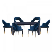 Carrington and Rockaway Modern Industry Chic 7-Piece Dining Set in Midnight Blue and Black