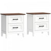 HOMCOM Farmhouse Nightstand Set of 2, Bedside Tables with 2 Drawers, White