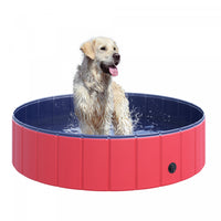 Pawhut Folding Dog Pool Portable Pet Kiddie Swimming Pool, Outdoor/indoor Puppy Bath Tub With Nonsli