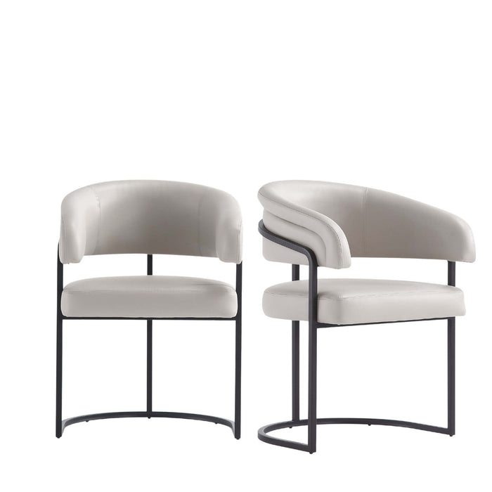 Augusta Modern Metal Vegan Leather Dining Chair in Light Gray - Set of 2