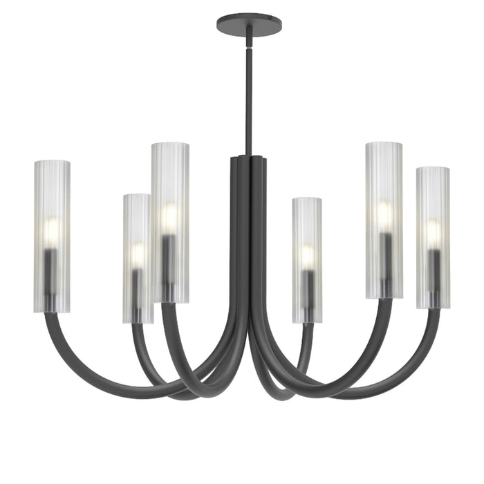 Dainolite Wand 6 Light Chandelier Matte Black Frosted Glass Lamp