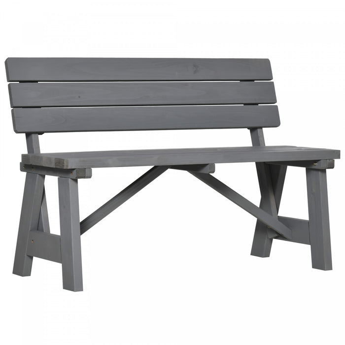 Outsunny Wooden Garden Bench For Outdoor, Grey