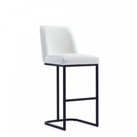 Serena Modern Metal Upholstered Barstool in White Armoire