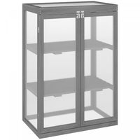 Outsunny Wooden 2 Tier Cold Frame Greenhouse Polycarbonate Plant Grow House Portable Garden, Dark Gr