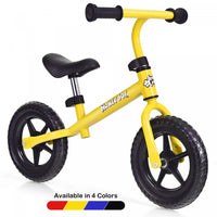 Honeyjoy Kids Balance Bike No Pedal Training Bicycle W/adjustable Handlebar & Seat Yellow