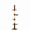 PawHut 91\"-102\" Cat Tree, 5-Tier Floor-to-Ceiling Cat Tower Kitty Activity Center w/ Scratching Post, Cozy Hammock Play Rest Post Pet Furniture for Jumping Climbing, Leopard Print