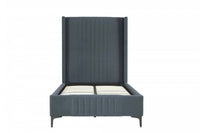 Promenade Mid-Century Modern Upholstered Velvet Twin Bed in Gray 