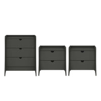 Coney Mid-Century Modern 3-Piece Dresser Set in Charcoal Gray 