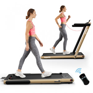 Superfit 2.25hp 2 In 1 Folding Treadmill W/ Speaker Remote Control App Yellow