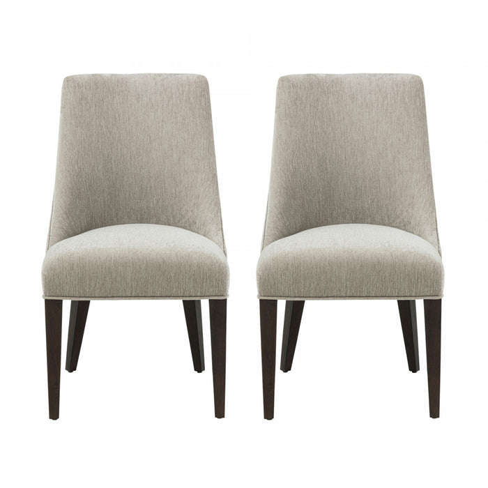 Beever Modern Wood Chenille Dining Chair in Taupe - Set of 2