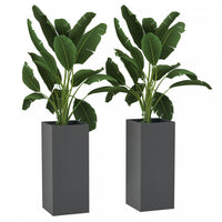 Outsunny 2 Pack Plastic Planter, 11 Inch Outdoor Planters, Dark Grey