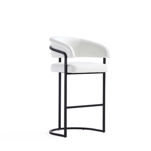 Augusta Modern Metal Upholstered Barstool in White