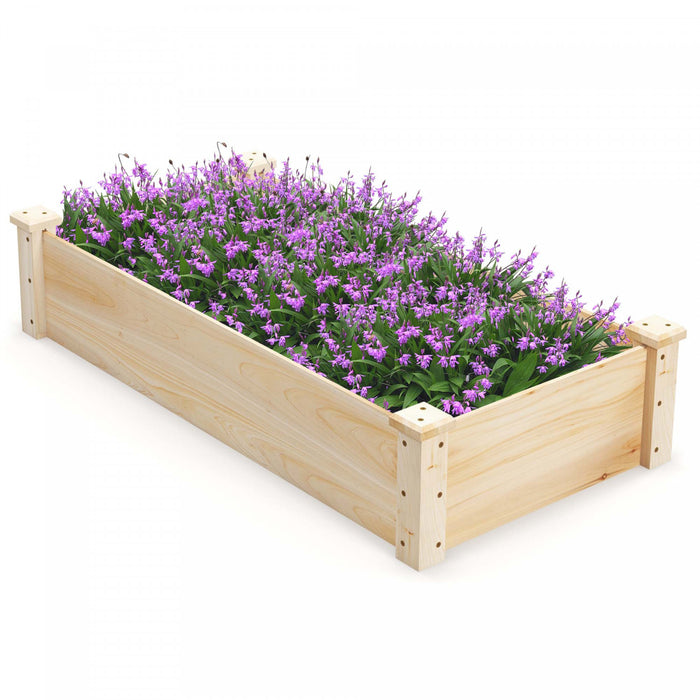 Costway Raised Garden Bed Fir Wood Wooden Square Wood Planter Box For Flower Outdoor