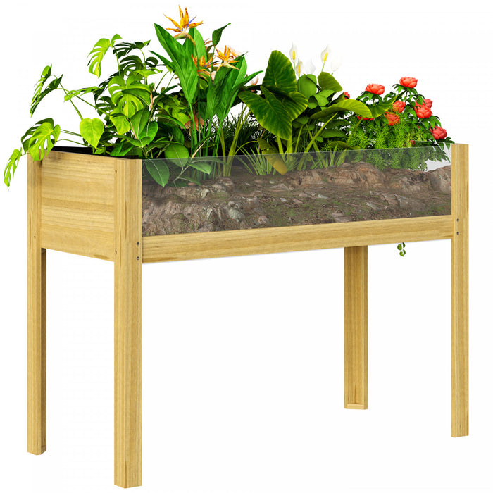 Outsunny Wooden Planter Box Outdoor Raised Planter, 43.3\" x 19.7\" x 31.5\"