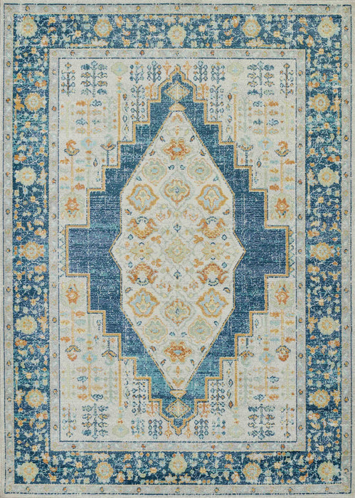 Kinsley Traditional 9'3\" x 11'10\" Area Rug in Blue Indoor Area Rug