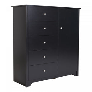 Vito Door Chest With 5 Drawers - Pure Black 
