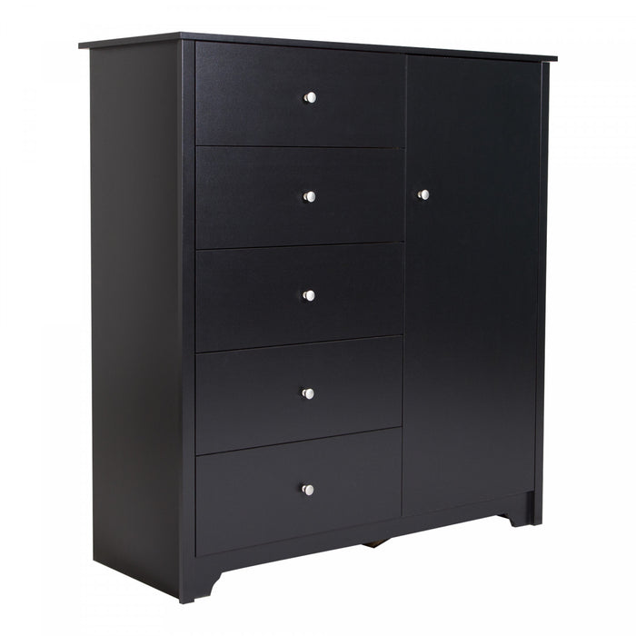 Vito Door Chest With 5 Drawers - Pure Black 