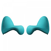 MoMa Modern Wool Blend Accent Chair in Teal - Set of 2 