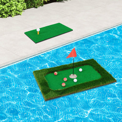 Costway Rectangular Floating Golf Green For Pool Includes Golf Hitting Mat 6 Golf Balls
