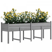 Outsunny Extra Large Wooden Planter Box with Legs & Drain Holes, Grey