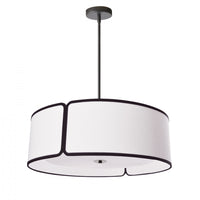 Dainolite Notched Drum 4 Light Notched Drum Pendant Black Finish White Shade/White Diffuser Lamp