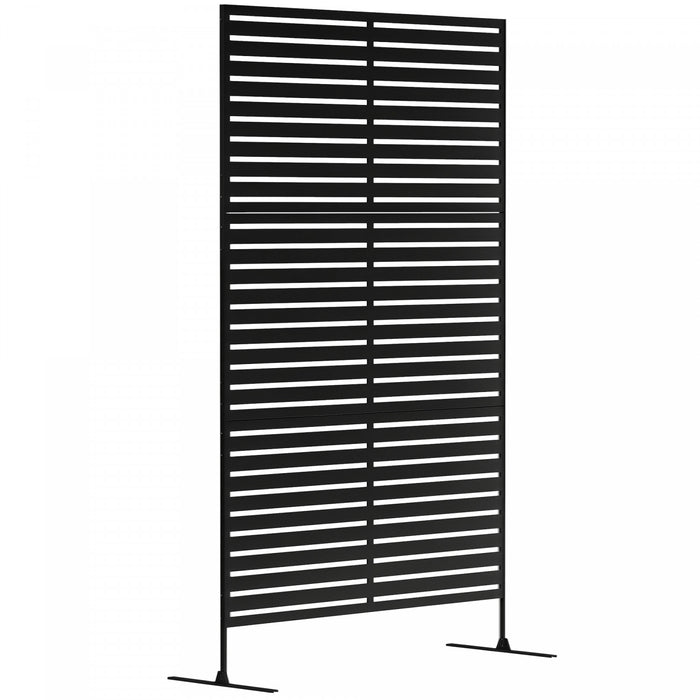 Outsunny Metal Outdoor Privacy Screen Decorative Outdoor Divider with Stand