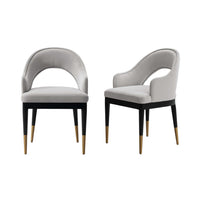 Carrington Modern Glam Upholstered Velvet Armchair in Light Gray - Set of 2
