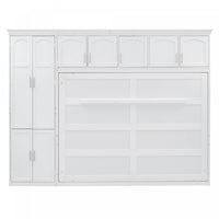 Eileen Space-saving Murphy Wall Bed With Cabinets, Queen Size - White 