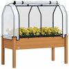 Outsunny Raised Garden Bed with PE Greenhouse Cover, Sand