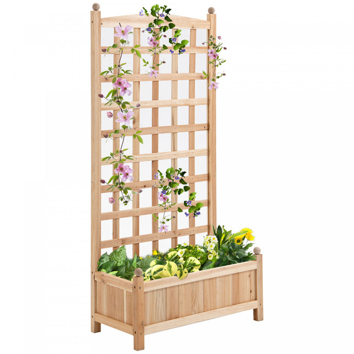 Outsunny 24\" X 12\" X 49\" Raised Garden Bed With Trellis Board Back & Strong Wooden Design & Materials