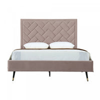 Crosby Modern Upholstered Velvet Queen Bed in Blush