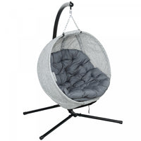 Outsunny Hanging Egg Chair With Folding Basket, Indoor Outdoor Swing Chair