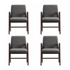 Stella Modern Velvet Wood Armchair in Graphite - Set of 4