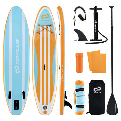 Goplus Large Inflatable Sup Board, Portable Paddle Board With 5d Rings Stand Up Paddle Board For Youth & Adult Orange