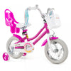 Costway 12 Inch Kids Bike With Training Wheels Doll Seat Basket Streamers Hand Brake Pink