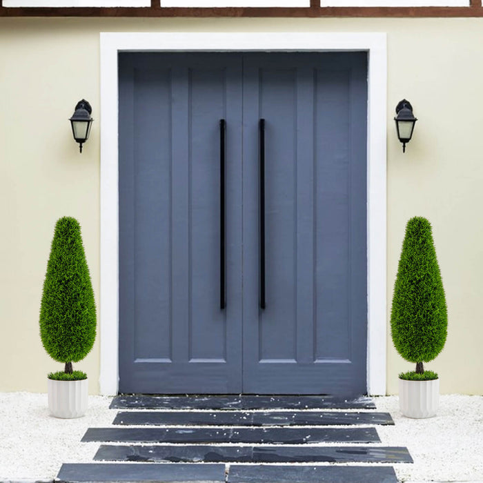 Costway 2 Pack Artificial Cedar Plant 3 Ft Potted Teardrop Shaped Bush With Premium Pe Leaves