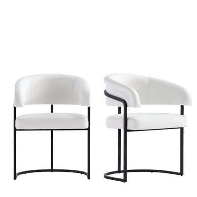 Augusta Modern Metal Vegan Leather Dining Chair in White - Set of 2 | Chaise de salle a manger Augusta moderne en metal et cuir vegetalien blanc - Lot de 2