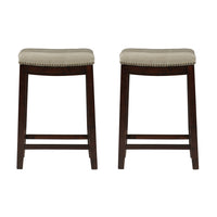 Claridge Beige Faux Leather Backless Counter-Height Stool - Set of 2