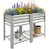 Outsunny Raised Garden Bed with Storage Shelf 31.5\", Silver