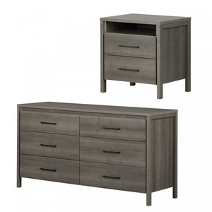 Gravity 6-drawer Dresser And Nightstand Set - Gray Maple 