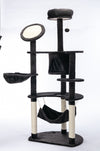 Pawhut 60 Inch Cat Tree For Large Cats Adult, Tall Cat Tower With Scratching Posts And 2 Hammocks, Multi-level Plush Kitten Condo For Indoor Cats With Dangling Balls, Dark Grey
