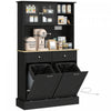 HOMCOM Kitchen Pantry Cabinet, Storage Cabinet w/ Charging Station, Black