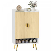 HOMCOM Narrow Shoe Cabinet for Entryway Shoe Storage Cabinet Natural