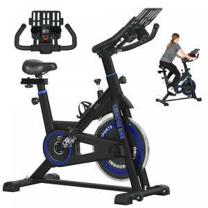 Soozier Adjustable Upright Stationary Exercise Bike w/ LCD Display, Black